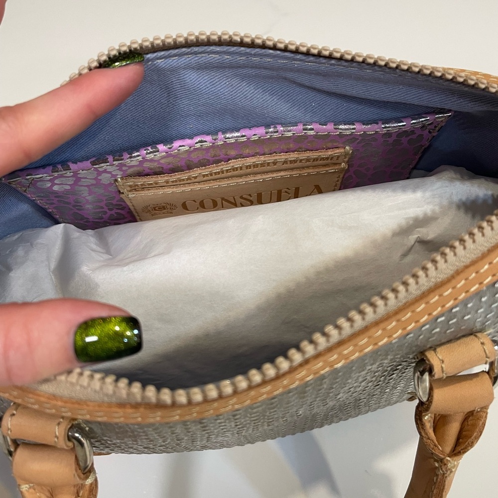 Consuela Tan & Gray Crossbody Bag with Multicolor Strap - Picture 3 of 5
